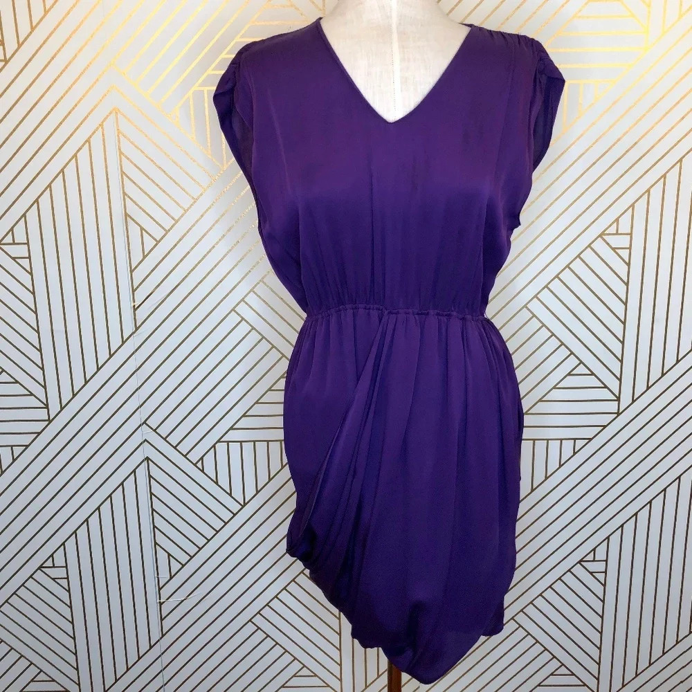 Alice + Olivia Purple Silk Wrap Cocktail Dress‎